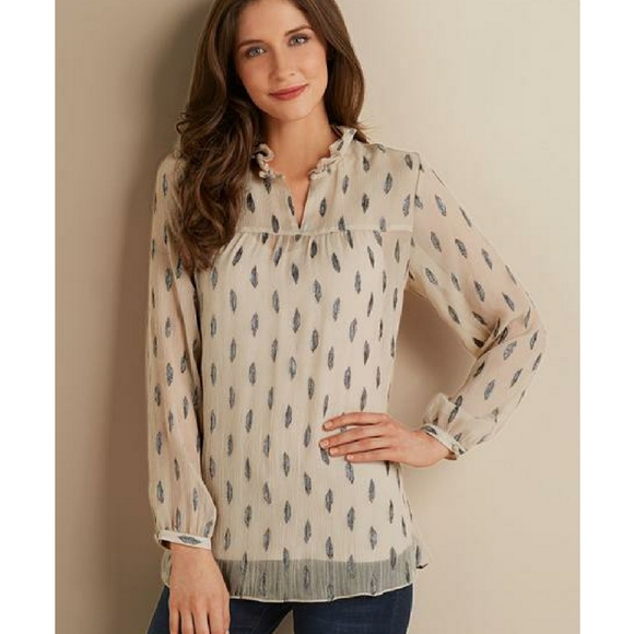 Soft Surroundings Sheer Polka Dot Top